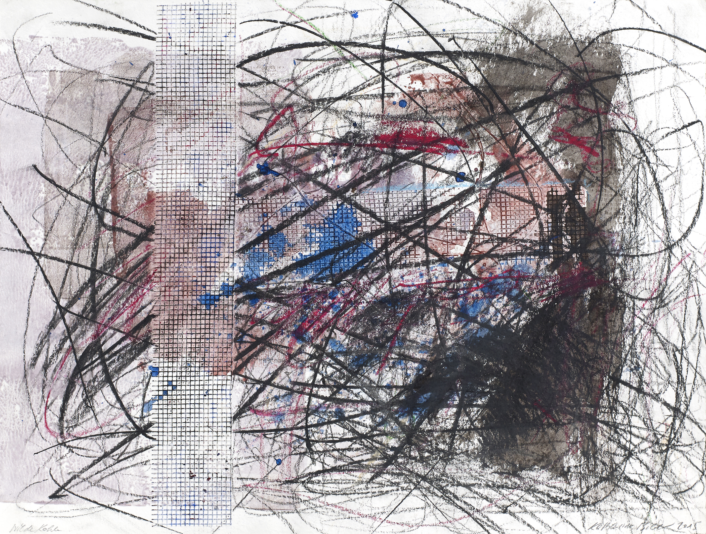 2015, Wilde Kohle, Kohle, Kreide, Acryl, Collage auf Papier